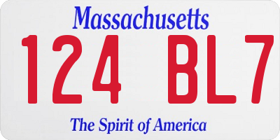 MA license plate 124BL7