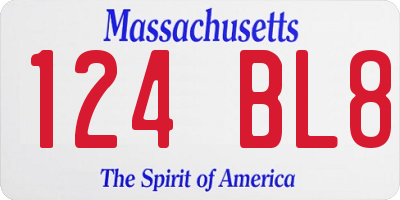 MA license plate 124BL8