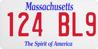 MA license plate 124BL9