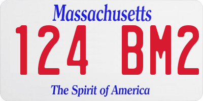 MA license plate 124BM2