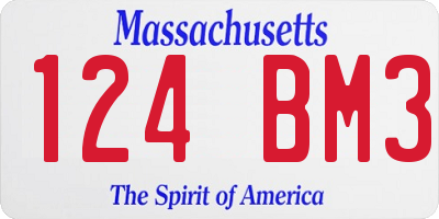 MA license plate 124BM3