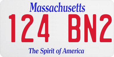 MA license plate 124BN2