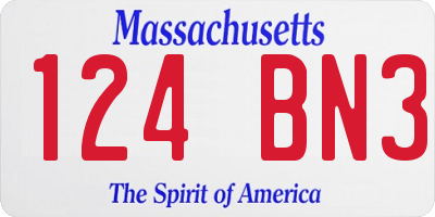 MA license plate 124BN3