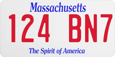MA license plate 124BN7