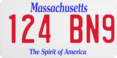 MA license plate 124BN9