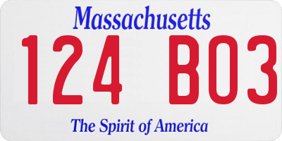 MA license plate 124BO3