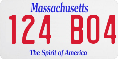 MA license plate 124BO4