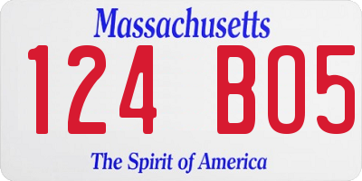 MA license plate 124BO5