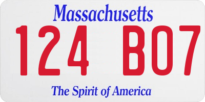 MA license plate 124BO7