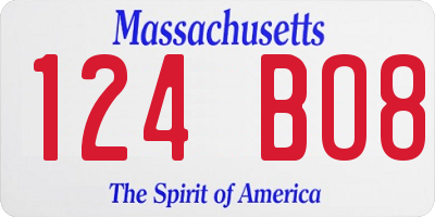 MA license plate 124BO8