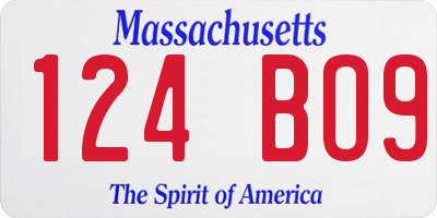 MA license plate 124BO9