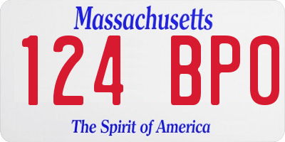 MA license plate 124BP0