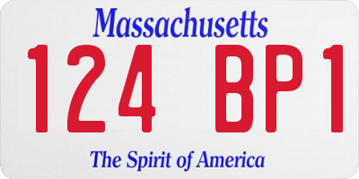 MA license plate 124BP1
