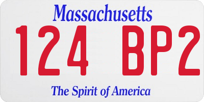 MA license plate 124BP2