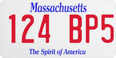 MA license plate 124BP5