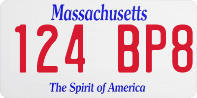 MA license plate 124BP8