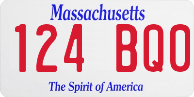 MA license plate 124BQ0