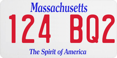MA license plate 124BQ2