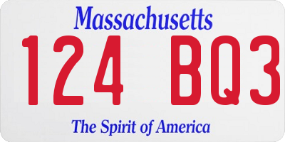 MA license plate 124BQ3