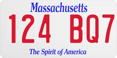 MA license plate 124BQ7