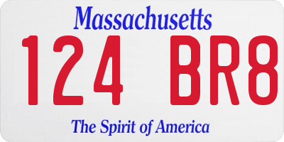MA license plate 124BR8