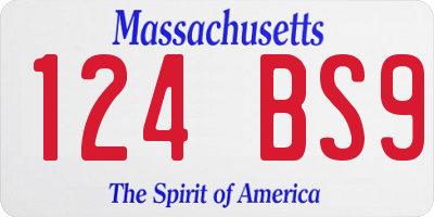 MA license plate 124BS9
