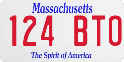 MA license plate 124BT0