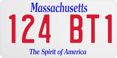 MA license plate 124BT1