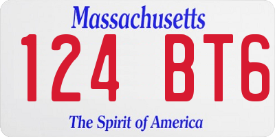 MA license plate 124BT6