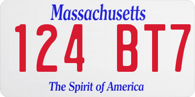 MA license plate 124BT7