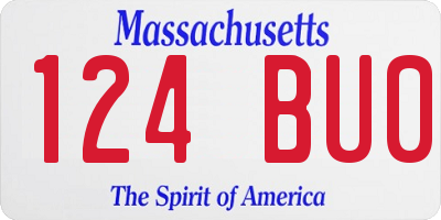 MA license plate 124BU0