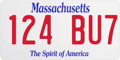 MA license plate 124BU7