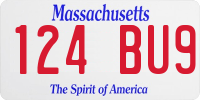 MA license plate 124BU9