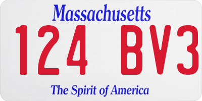MA license plate 124BV3