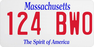 MA license plate 124BW0