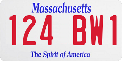 MA license plate 124BW1