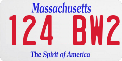 MA license plate 124BW2