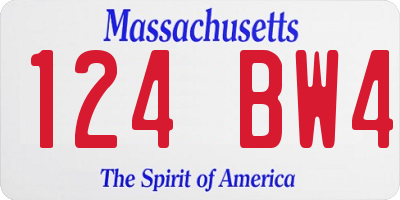 MA license plate 124BW4