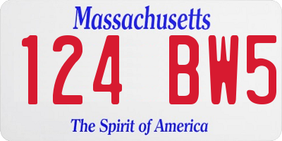 MA license plate 124BW5