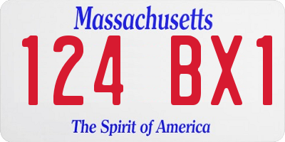 MA license plate 124BX1