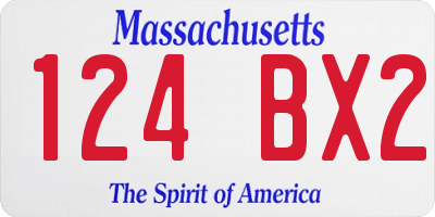MA license plate 124BX2