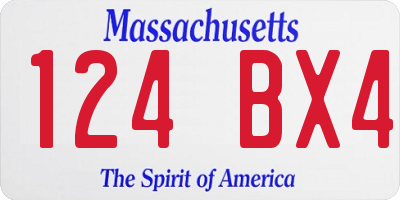 MA license plate 124BX4