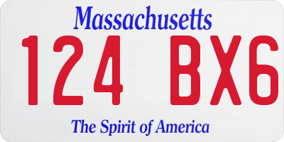 MA license plate 124BX6