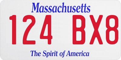 MA license plate 124BX8