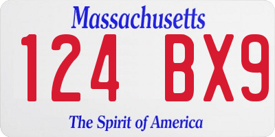 MA license plate 124BX9