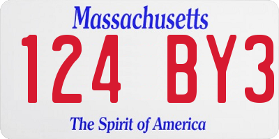 MA license plate 124BY3