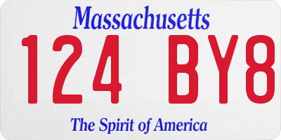 MA license plate 124BY8