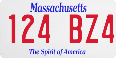 MA license plate 124BZ4