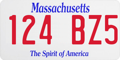 MA license plate 124BZ5