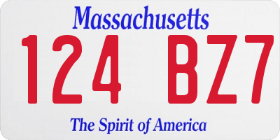 MA license plate 124BZ7